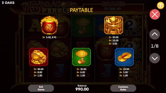 15 Dragon Pearls: Hold and Win play